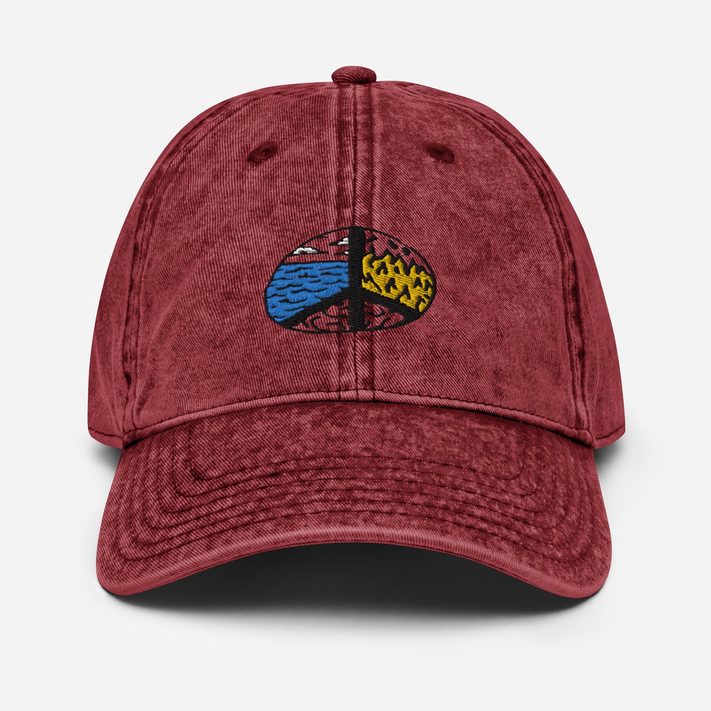 "Peaceful" Embroidered Vintage Cotton Twill Cap