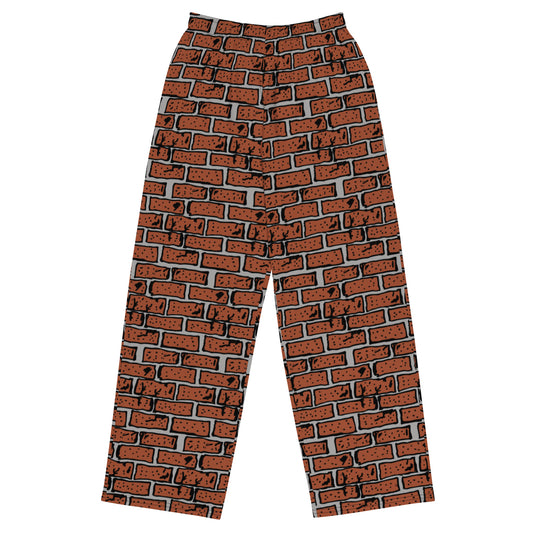 'Brick Wall' All-over print unisex wide-leg loose pajama pants