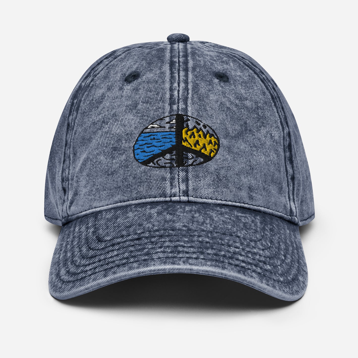 "Peaceful" Embroidered Vintage Cotton Twill Cap